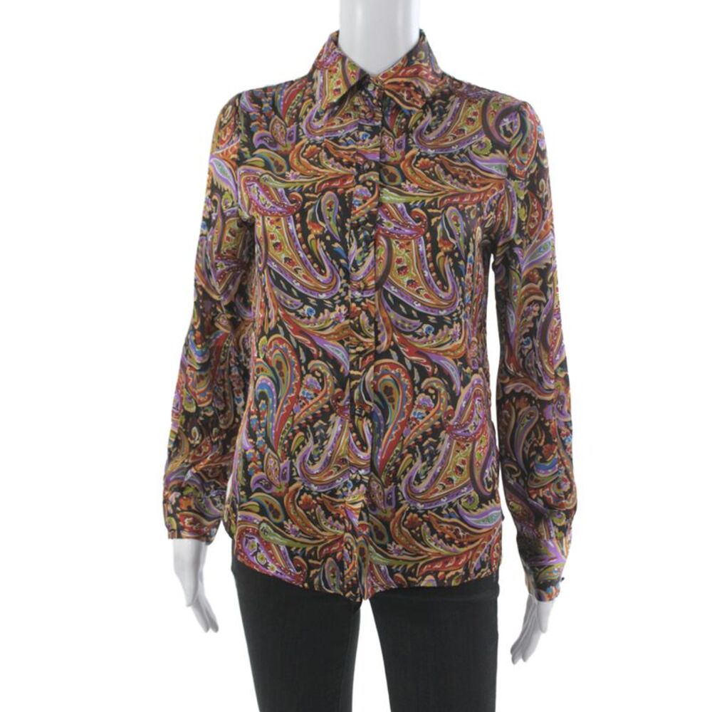 Industry Women Paisley Button-Up Long Sleeve Multicolor Size XS